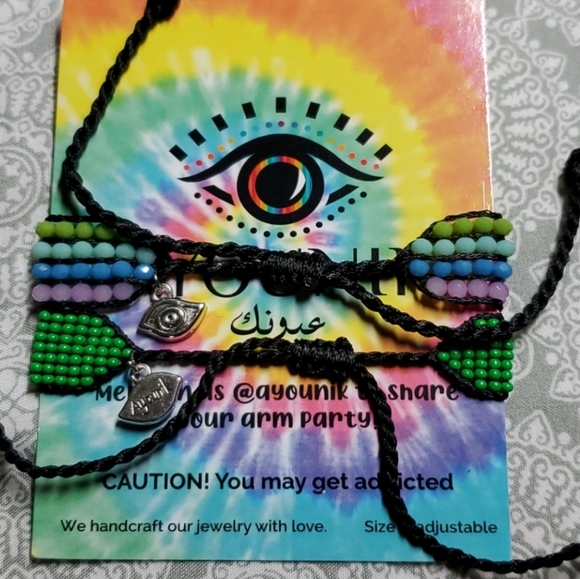 AYOUNIK Handcrafted Hope & Crystal Beaded Adjustable Bracelet Set - Picture 6 of 7